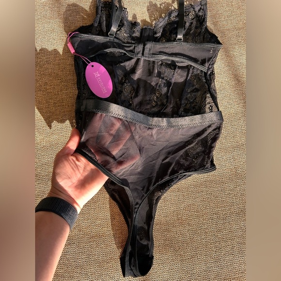 NWT Black lace mesh transparent one piece lingerie - Picture 4 of 5